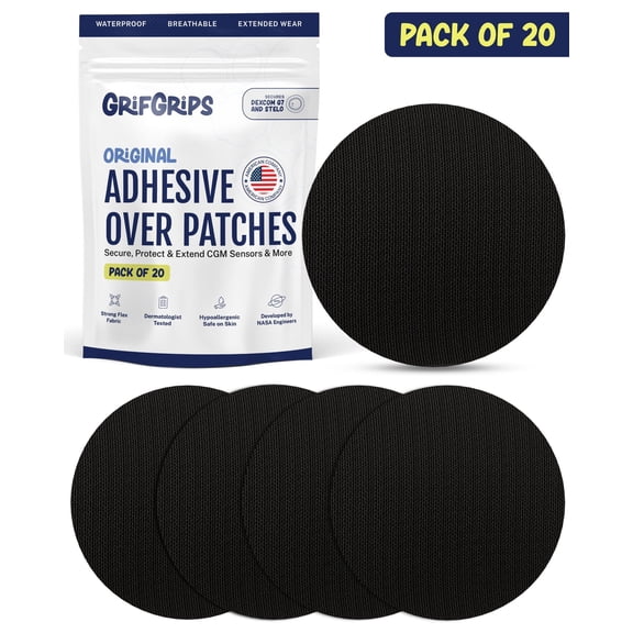 GrifGrips Adhesive Patches CGM Covers  Dexcom G7 Over Patches Waterproof & Sweatproof CGM Sensor Cover Compatible with Dexcom G7 & Stelo Overpatch  20 Pack