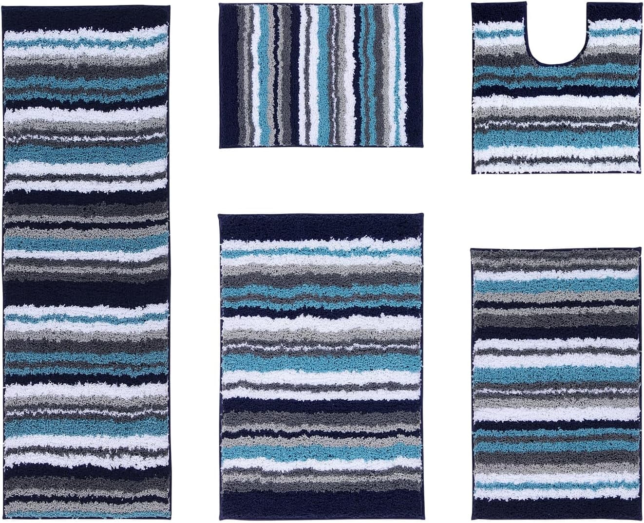 Griffie Collection 100% Polyester Tufted Bath Rug, 5 PC Set (17