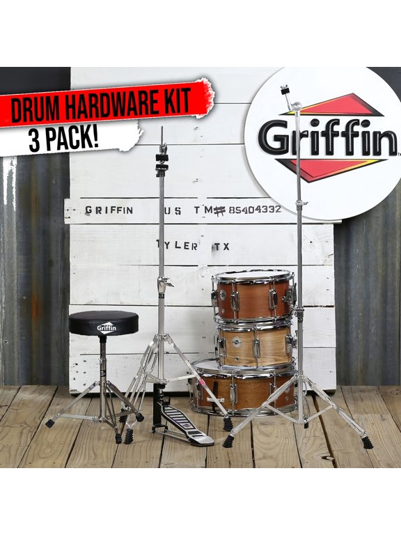 3-PACK Hi-Hat Pedal, Drum Throne, Cymbal Stand | Percussion Mount Holder