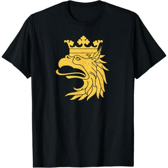 Griffin Coat of Arms Flag Graphic Tee T-Shirt for Men，Pattern printing，comfortable and breathable，Crew neck，Classic，cotton，black，S-5XL