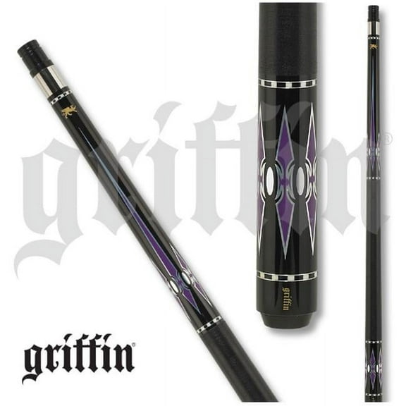 Griffin Cues GR48 21 21 oz Griffin Pool Cue - Black, Purple & Silver