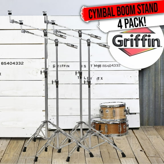 Griffin Cymbal Boom Stand (4-Bundle) for Mounting Heavy Duty Crash, Ride, Splash