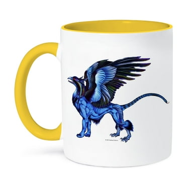 3dRose, Griffin Flight Leader Colorful Fantasy Monster Art, 11oz Two-Tone Yellow Mug
