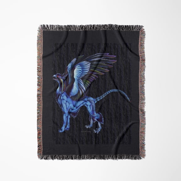 Griffin Flight Leader Colorful Fantasy Monster Art, Woven Blanket