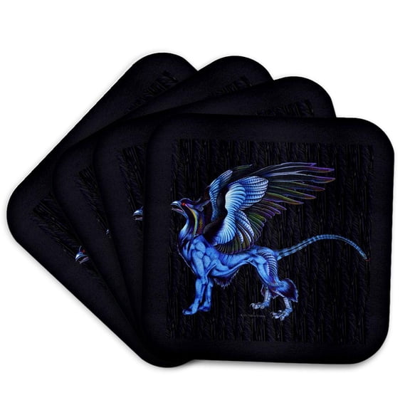 3drose, Griffin Flight Leader Colorful Fantasy Monster Art, Set of 4 Coasters - Soft