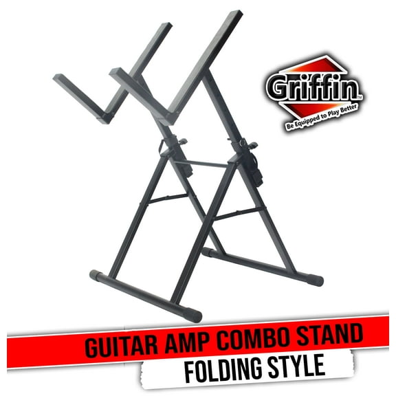 Griffin Guitar Amplifier Stand (Stage-FramePRO Series)  Low Profile Audio Amp Tilt Back Adjustment  Combo PA Speaker Karaoke Monitor Holder  Speaker Cabinet Studio Equipment Platform Riser