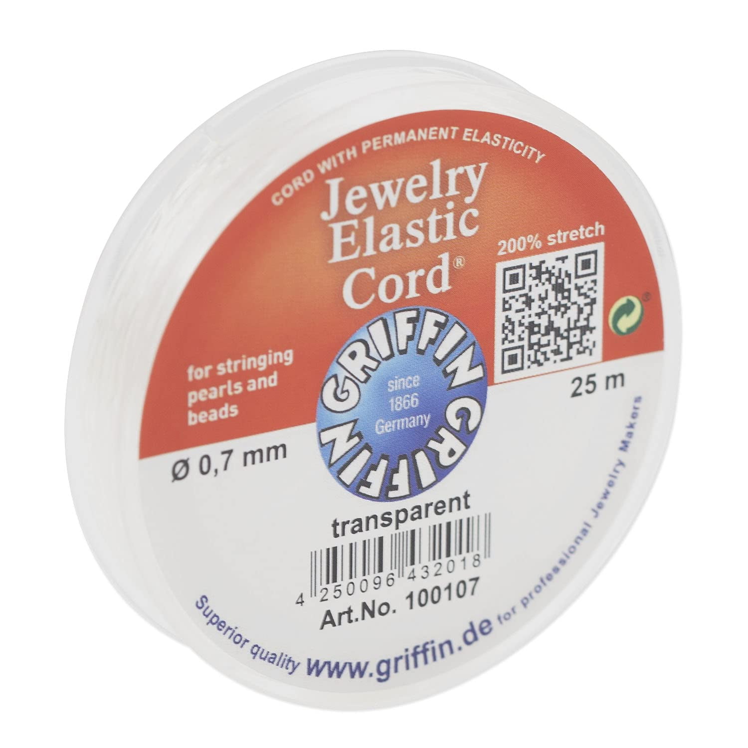 Griffin Jewelry Elastic Cord .7mm Transparent (100 Meters)