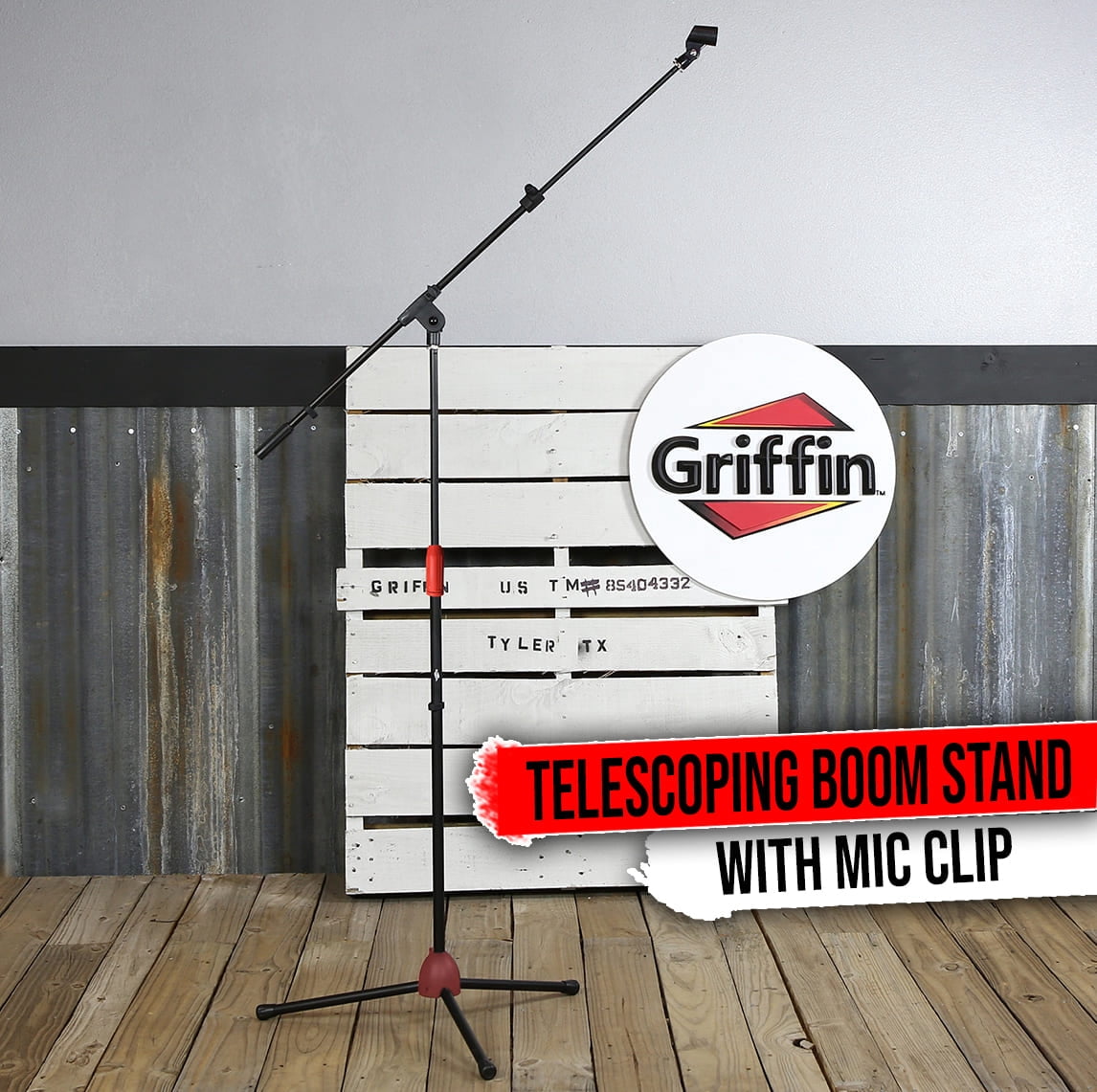 Griffin Microphone Stand - Telescopic Mic Boom Mount Stage Studio Holder Clip