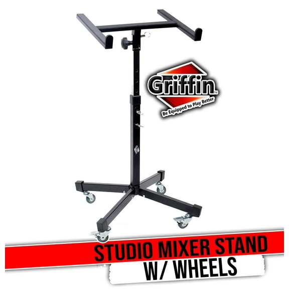 Griffin Studio Music Mixer Stand on Wheels - DJ Recording Gear Cart Table Mount