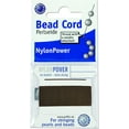 thumbnail image 1 of Griffin Nylon Bead Cord Perlseide – Brown Color – Size 6 (0.70mm) – 2 meters per card – Stainless Steel Needle Attached – For Knotting Pearls, Gemstones, Crystals and Beads, 1 of 7