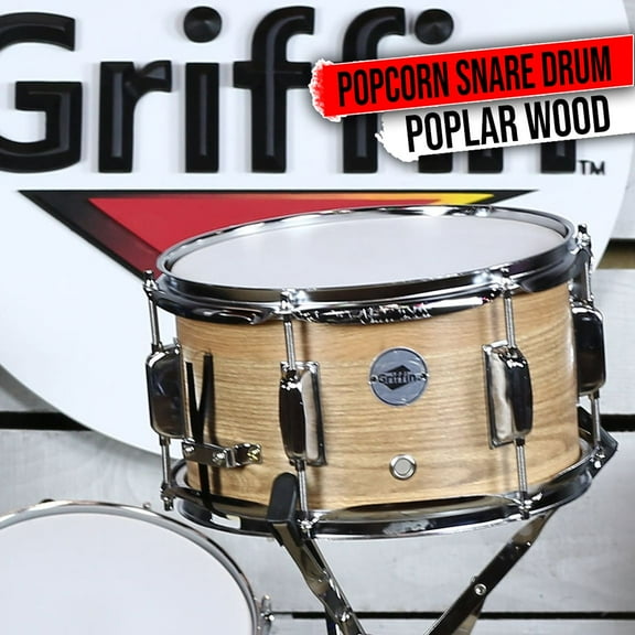 Griffin Popcorn Snare Drum - 10x6 Oak Poplar Wood Shell Firecracker Soprano Head