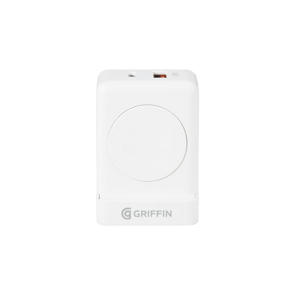 Griffin PowerBlock 20W Wall Charger with Smartwatch Wireless Charging, Dual USB-A & USB-C Ports, Fast Charging for Phones and Smartwatches