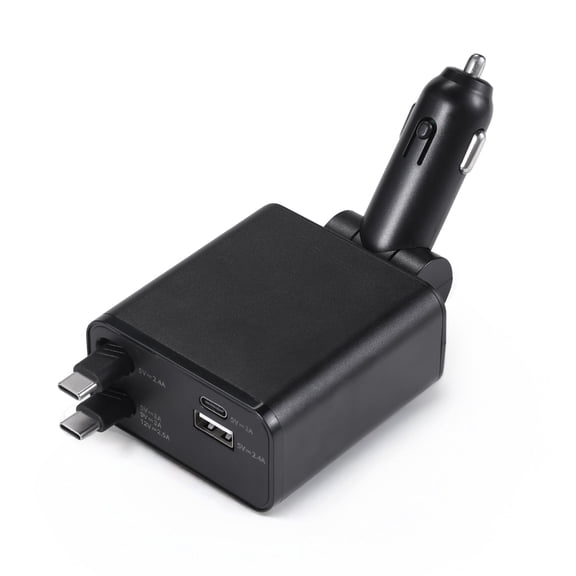 Griffin PowerJolt 4-in-1 Travel Car Charger with Retractable USB-A & USB-C Cables, 45W Max Output, Fast Charging, Universal Compatibility, Quick Charge for iPhone, Android, and USB Devices