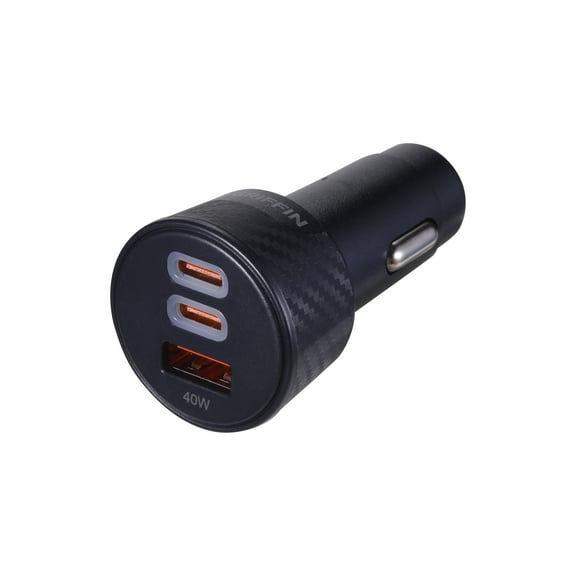 Griffin PowerJolt 40W Car Charger Dual USB-C & USB-A Ports, Fast Charging for iPhone, Android, Tablets, and More Universal Compatibility, Durable and Compact Design
