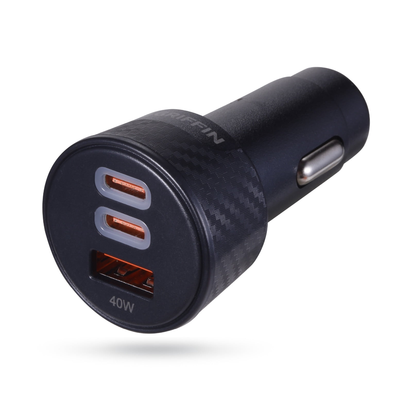 Griffin PowerJolt® 40W Car Charger – Dual USB-C & USB-A Ports, Fast Charging for iPhone, Android, Tablets, and More – Universal Compatibility, Durable and Compact Design