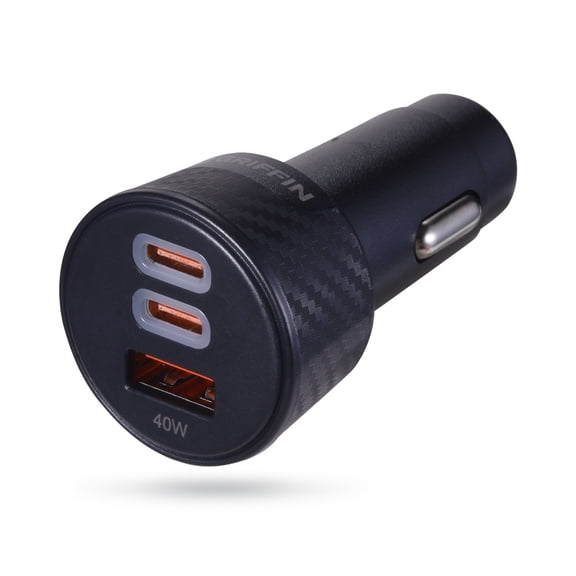 Griffin PowerJolt 40W Car Charger  Dual USB-C & USB-A Ports, Fast Charging for iPhone, Android, Tablets, and More  Universal Compatibility, Durable and Compact Design