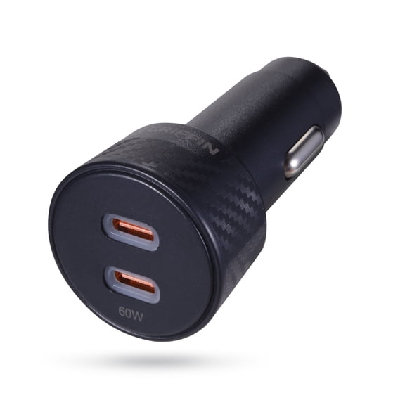 Griffin PowerJolt 60W Dual USB-C Car Charger - Fast Charging for Laptops, Smartphones, Tablets & More, Universal USB-C Charger for Car, Quick Car Charger, Car Charging Adapter