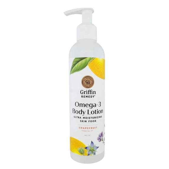 Griffin Remedy Omega-3 Body Lotion-Grapefruit Essential Oils and Organic MSM, Ultra Moisturizing, All Natural, Paraben Free, Sulfate Free 8 fl oz