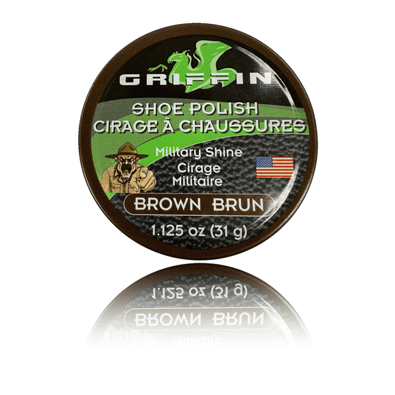 Griffin Shoe Polish 1.125oz - Shine, Restore, and Revive - Military Shine Brown