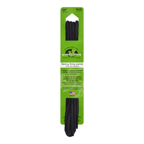 Griffin Shoelaces, Heavy Duty Black, 54 in 1 Pair Per Pack
