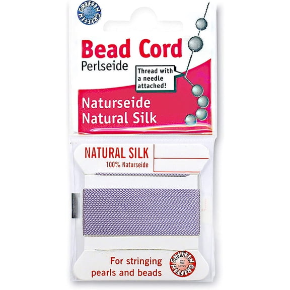 Griffin Silk Bead Cord Perlseide - Lilac Color  Size 8 (0.80mm)  2 meters per card  Stainless Steel Needle Attached  For Knotting Pearls, Gemstones, Crystals and Beads