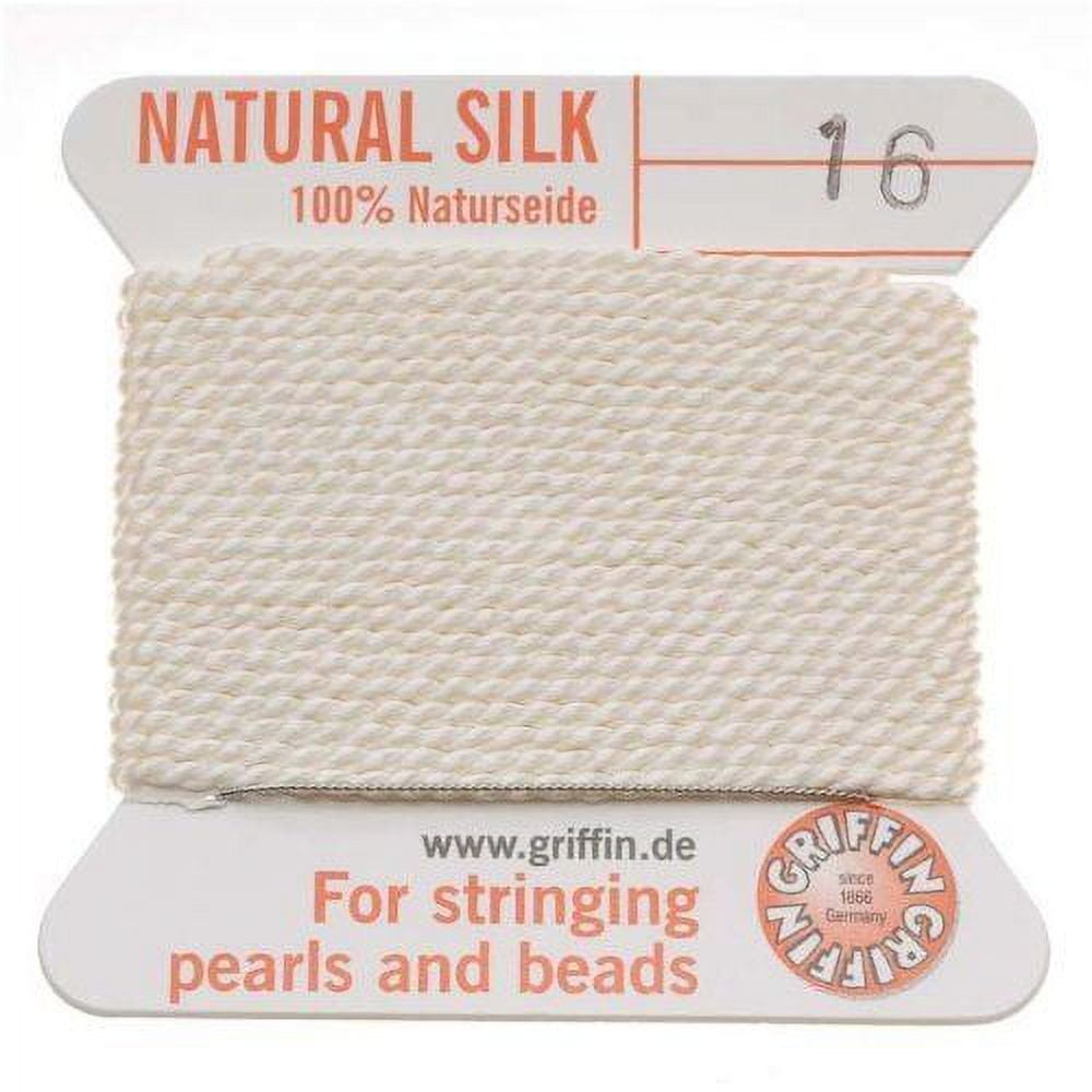 Griffin Silk Bead Cord Perlseide White Color Size 16 (1.05mm) 2 Meters per Card