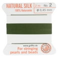 thumbnail image 1 of Griffin Silk Beading Cord & Needle, Size 2 (0.45mm), 2 Meters, Olive, 1 of 1
