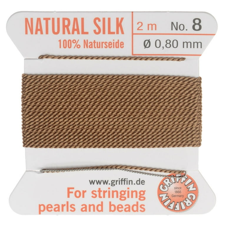 Griffin Silk Beading Cord & Needle, Size 8 (0.8mm), 2 Meters