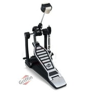 Griffin Single Kick Bass Drum Pedal, Double Chain Foot Percussion Hardware Intense Play 4 Sided Beater y Adjustable Power Cam System, Perfect for Beginner, Pro Drummers