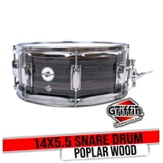 طبل GRIFFIN Snare - 14 &times; 5 - 5 قذيفة خشب الحور مع آلة قرع Zebra PVC Glossy آلة موسيقية مع مفتاح الطبال