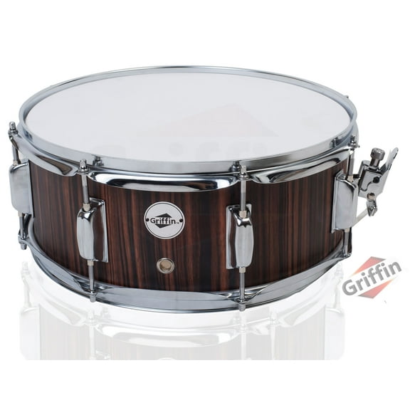 Griffin Snare Drum 14"x5.5" with Black Hickory PVC, Poplar Wood Shell, 8 Tuning Lugs, 7 lb