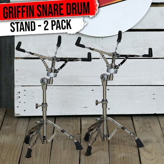 Griffin Snare Drum Stands (2 Piece Percussion Kit) Double Braced Leg Gear Tilter