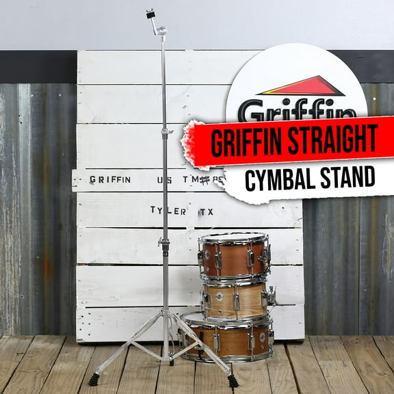 Griffin Straight Cymbal Stand - Drum Hardware Percussion Mount Holder Gear Set