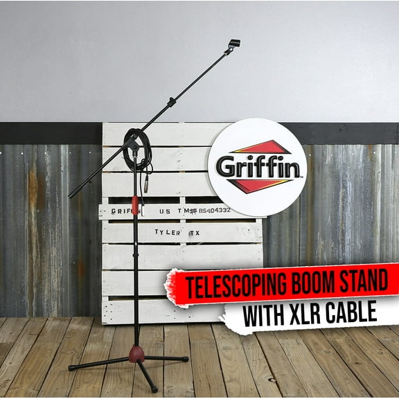 Griffin Tripod Microphone Boom Stand Holder PACK XLR Cable Mic Clip Studio Stage