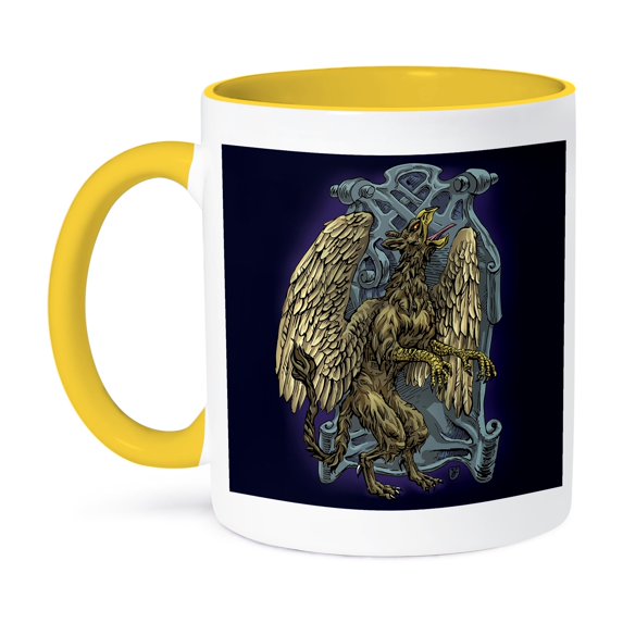 Griffin - Winged Mythical Fantasy Creature With Crest, 11oz Two-Tone ...