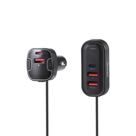 Griffin Wireless FM Transmitter with Backseat Charging Hub - Bluetooth, Fast Charging, Universal Compatibility, Car Charger, USB Ports, Smartphone Charger, Car Audio Adapter