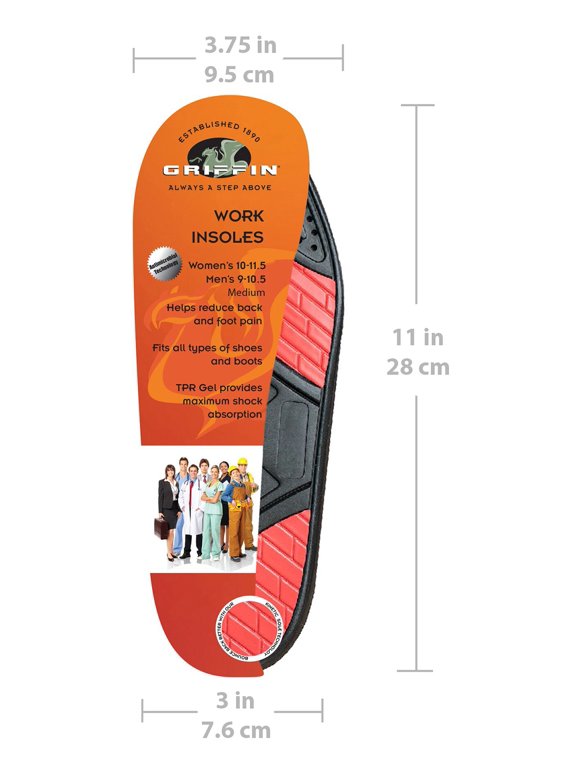 Work Insole - Insoles for Shoes, Boots, and More - Medium