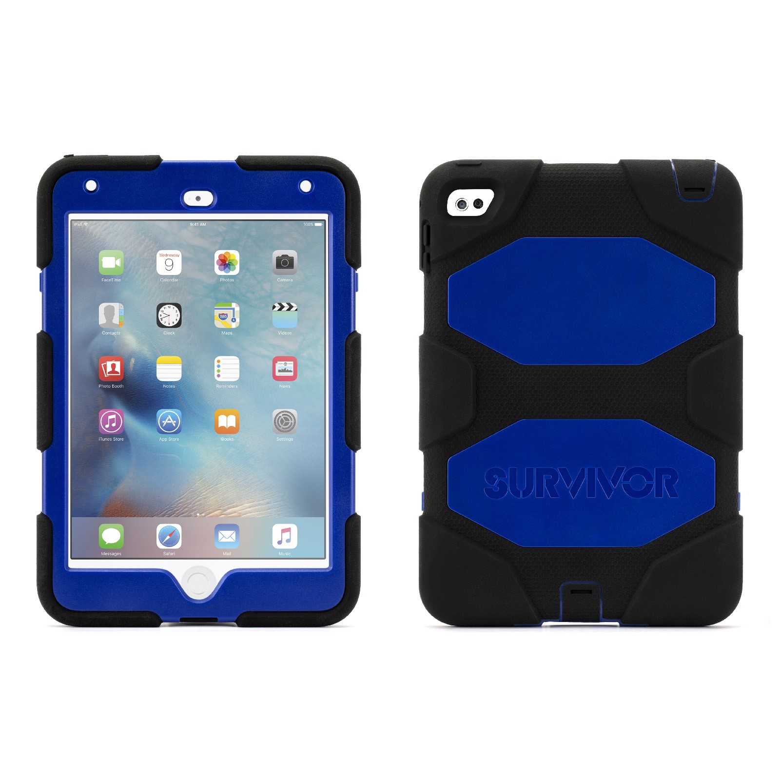 Griffin iPad mini 4 Case with Stand, Black and Blue Survivor All-Terrain, [Rugged] [Protective] [Dual Layer] [Heavy Duty] [Shock Absorption] [Polycarbonate] [Silicone] - image 1 of 2
