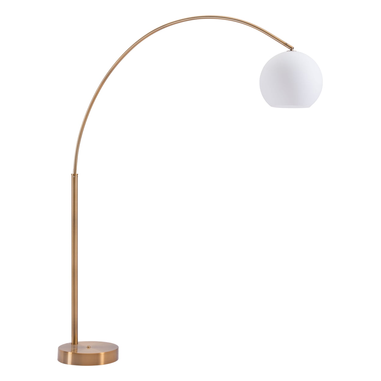 Griffith Brass Arc Floor Lamp with White Globe Shade