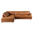 thumbnail image 1 of Griffith Cozy Living Room Left Facing Leather Sectional Sofa in Cognac Tan, 1 of 5