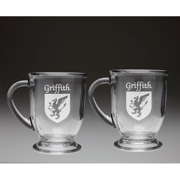 Griffith Irish Coat of Arms Glass Coffee Mugs - Set of 2