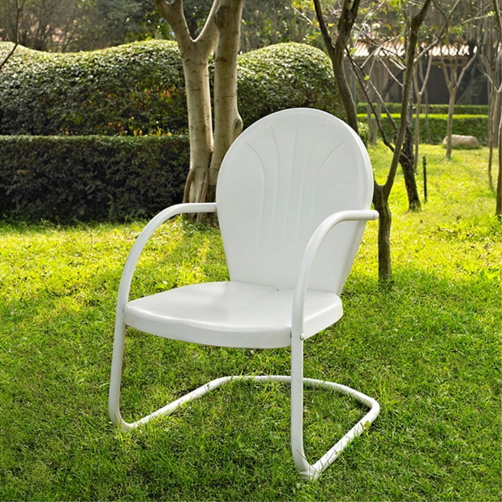 Griffith Vintage White Powder-Coated Steel Outdoor Chair