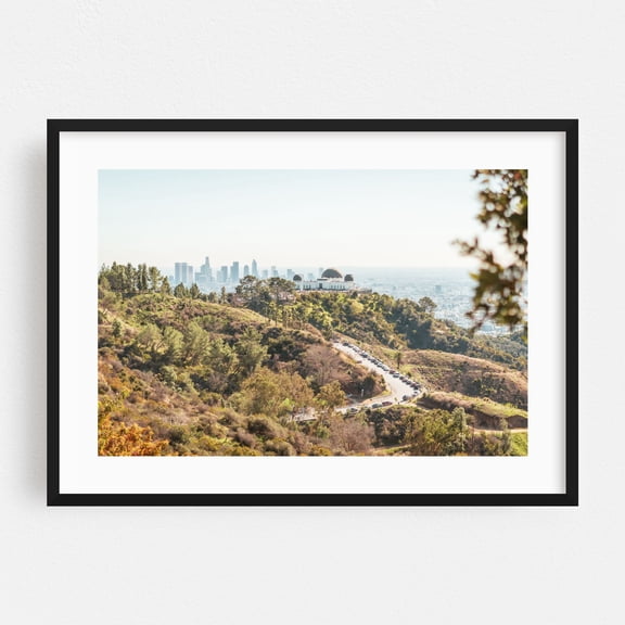 Griffith Observatory - Los Angeles California Photography Cityscape Skyline Architecture Landscape Travel Poster Nature Scenic Black Framed Wall Art Print 8 x 10 inches