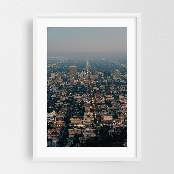 Griffith Views 06 - California Photography Cityscape Nightlife Skyline Architecture Street Photography Scenic White Framed Wall Art Print 5 x 7 inches