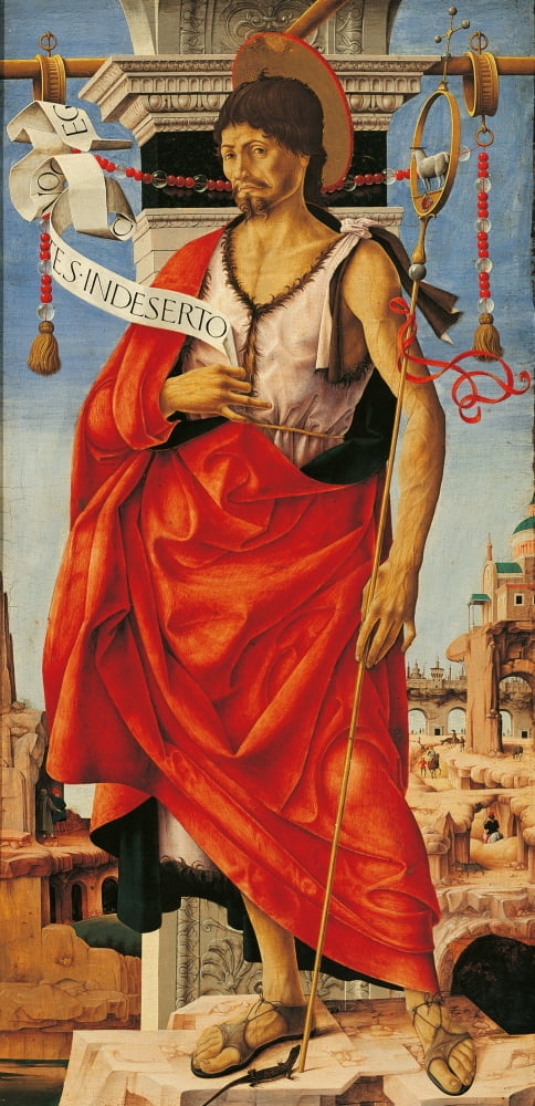 Griffoni Polyptych St John The Baptist Canvas Art - (18 x 24)