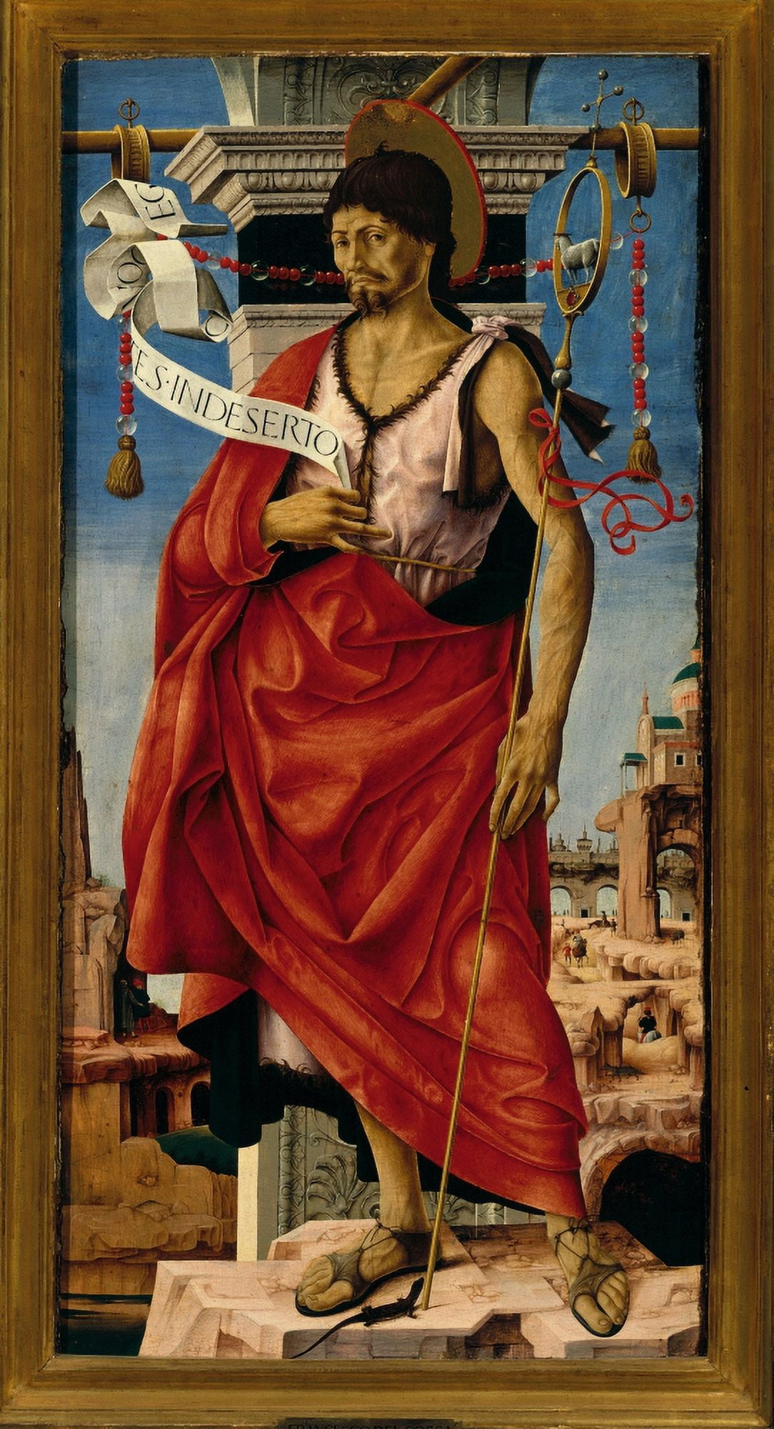 Griffoni Polyptych St John The Baptist Canvas Art - (18 x 24)