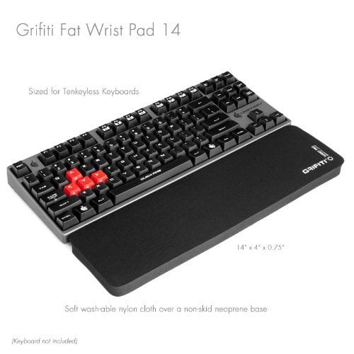 Grifiti Fat Wrist Pad 14 4 X 14 X 0.75 Wrist Rest Tenkeyless Mechanical Keyboards, Gaming, Das, Steelseries, Filco, HHK, Ducky, Corsair, Cooler Master, HP, Logitech, Topre, SIIG (BLACK NYLON)