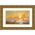 thumbnail image 1 of Grigori Ivanovitch Kapustin 14x10 Gold Ornate Wood Frame and Double Matted Museum Art Print Titled - Sunset on the Black Sea Coast, 1 of 4