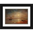thumbnail image 1 of Grigori Ivanovitch Kapustin 14x11 Black Ornate Wood Framed Double Matted Museum Art Print Titled: Moonlit Night Over a Coastal Landscape, 1 of 5