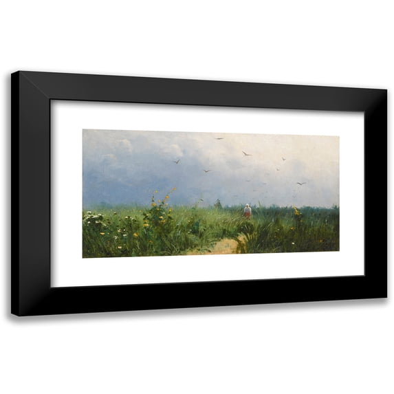 Grigory Grigorievich Myasoedov 14x9 Black Modern Framed Museum Art Print Titled - In the Field